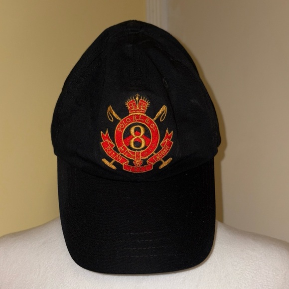 Polo by Ralph Lauren Vintage Black Cap with Red and Gold Embroidery. - Picture 1 of 8